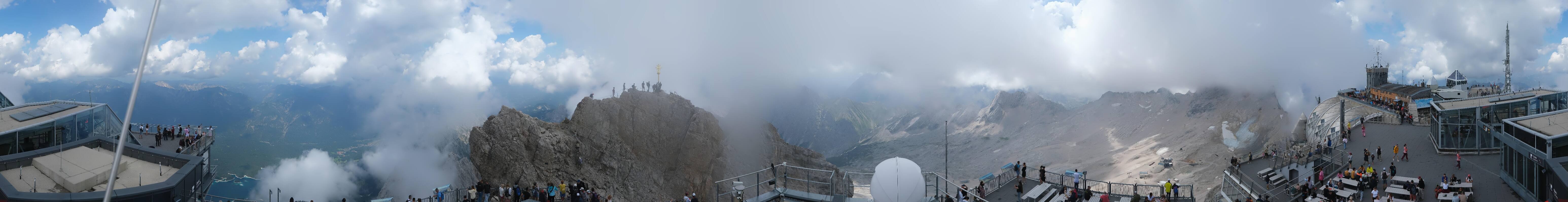 Archiv Foto Webcam Zugspitze: Panoramablick vom Gipfel