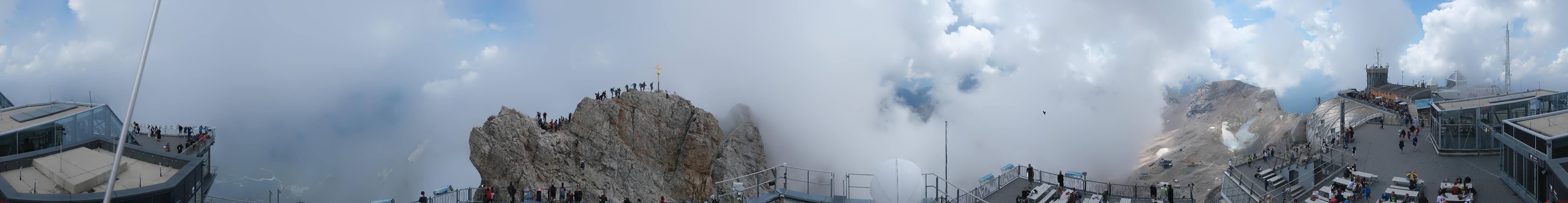 Archiv Foto Webcam Zugspitze: Panoramablick vom Gipfel