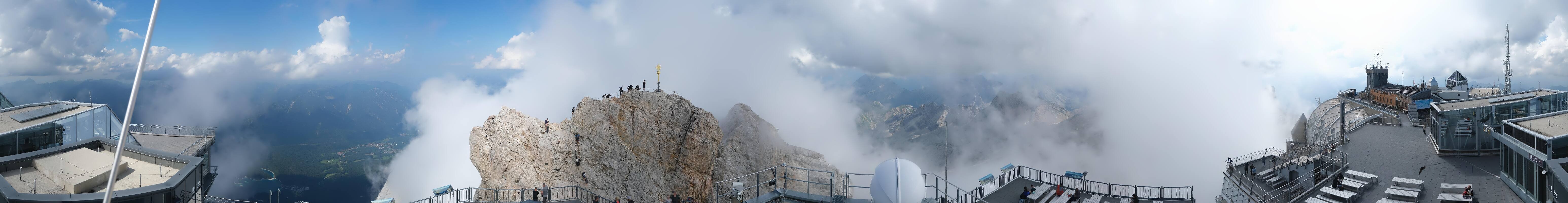 Archiv Foto Webcam Zugspitze: Panoramablick vom Gipfel