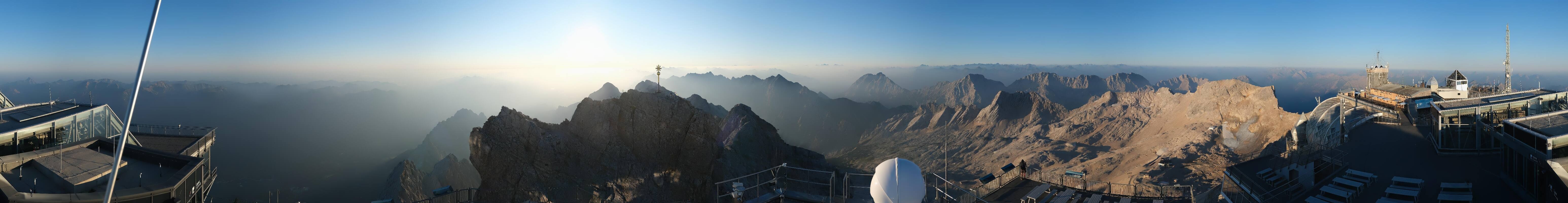 Archiv Foto Webcam Zugspitze: Panoramablick vom Gipfel