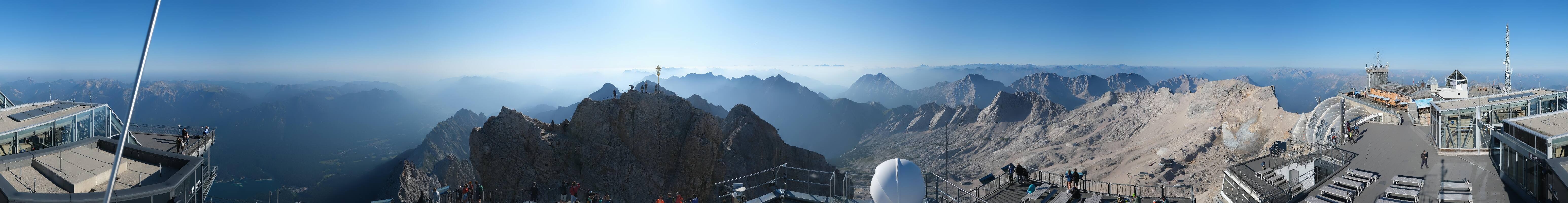 Archiv Foto Webcam Zugspitze: Panoramablick vom Gipfel