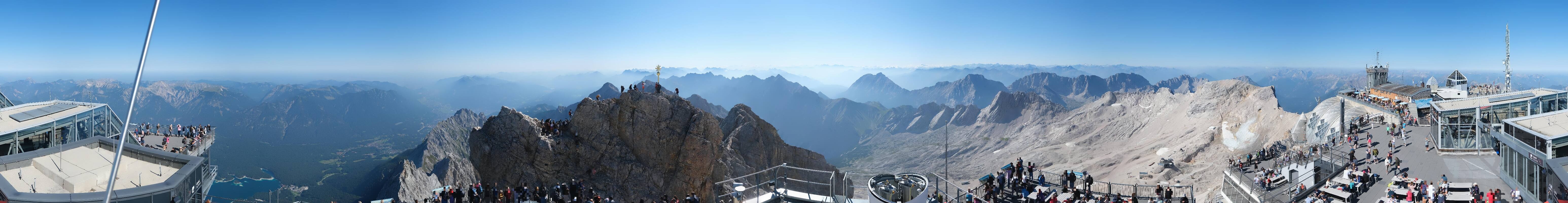 Archiv Foto Webcam Zugspitze: Panoramablick vom Gipfel