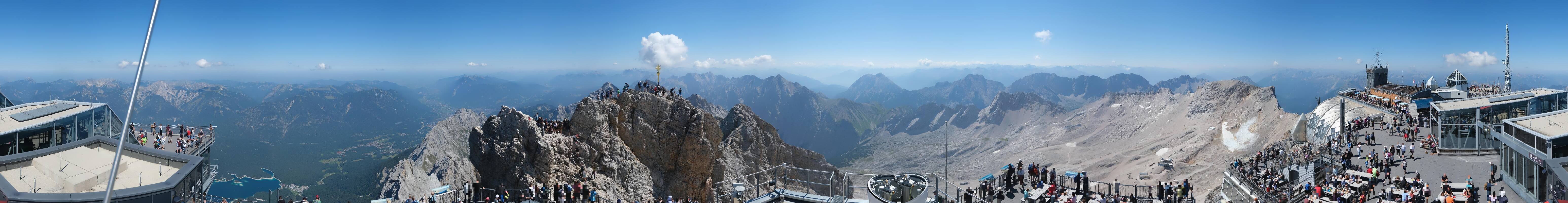 Archiv Foto Webcam Zugspitze: Panoramablick vom Gipfel