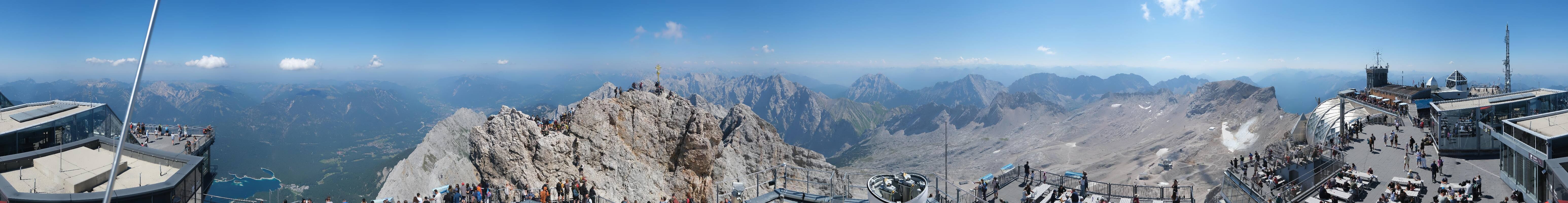 Archiv Foto Webcam Zugspitze: Panoramablick vom Gipfel