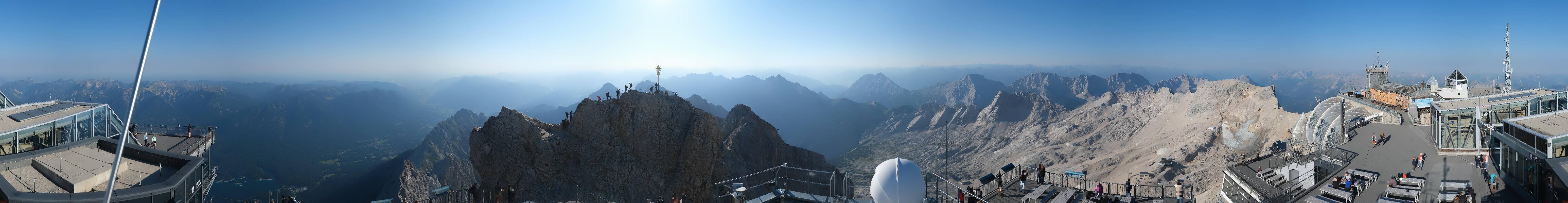 Archiv Foto Webcam Zugspitze: Panoramablick vom Gipfel