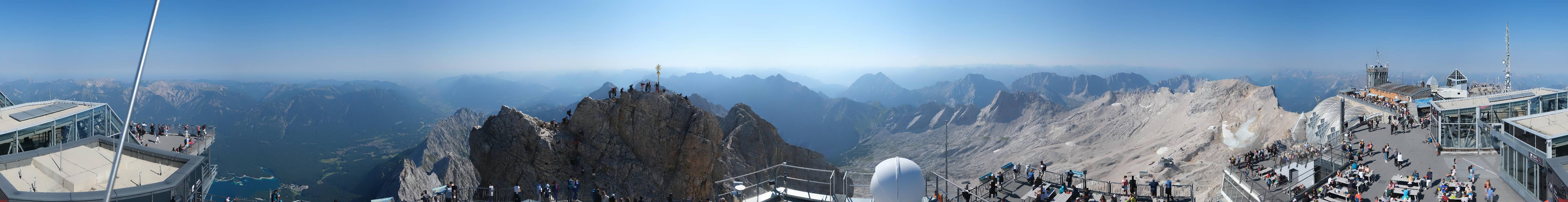 Archiv Foto Webcam Zugspitze: Panoramablick vom Gipfel