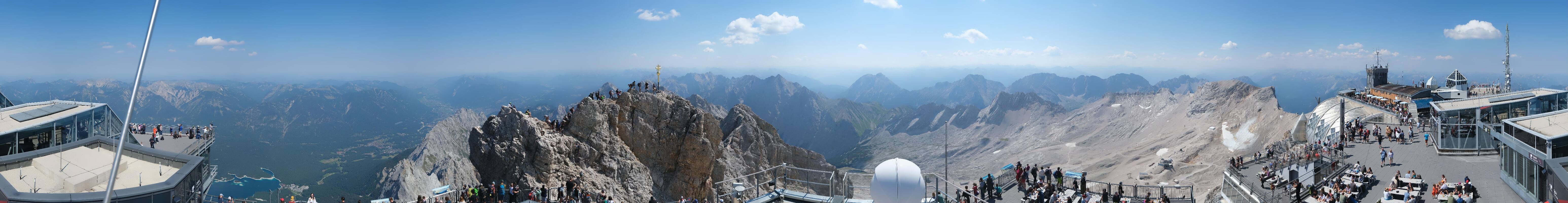 Archiv Foto Webcam Zugspitze: Panoramablick vom Gipfel