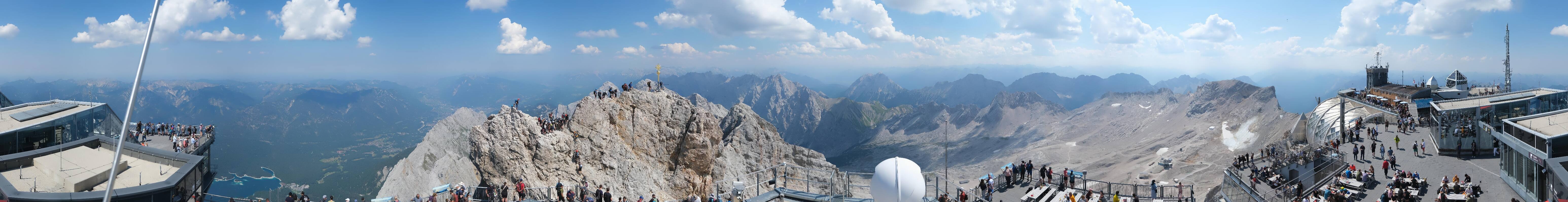 Archiv Foto Webcam Zugspitze: Panoramablick vom Gipfel