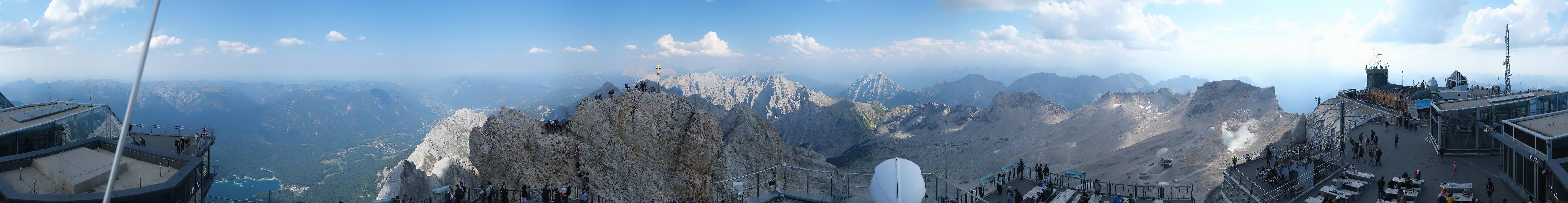 Archiv Foto Webcam Zugspitze: Panoramablick vom Gipfel