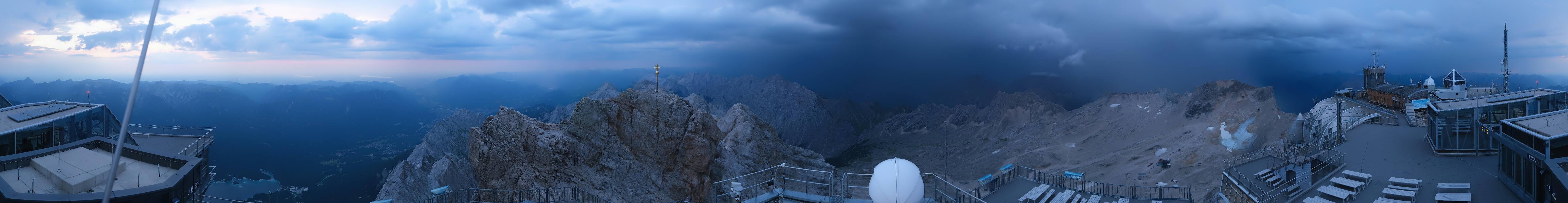 Archiv Foto Webcam Zugspitze: Panoramablick vom Gipfel