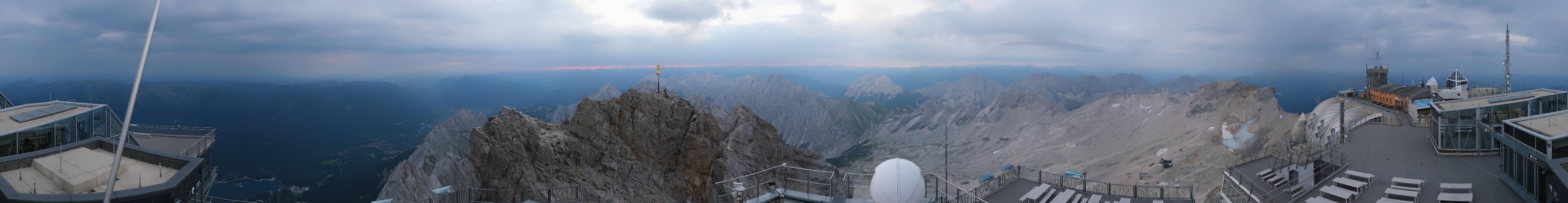 Archiv Foto Webcam Zugspitze: Panoramablick vom Gipfel