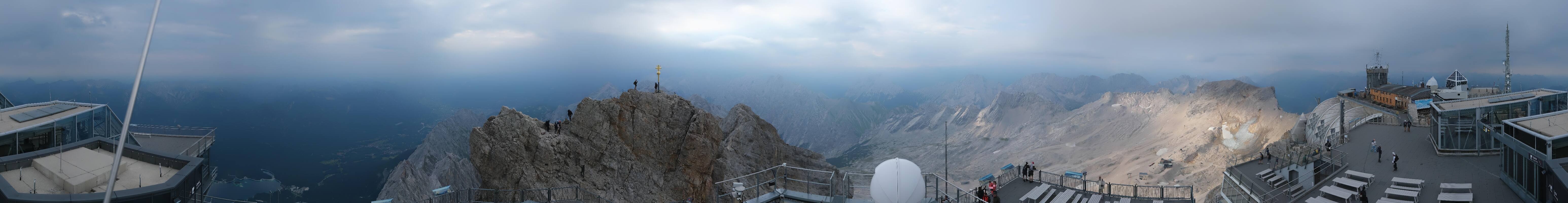 Archiv Foto Webcam Zugspitze: Panoramablick vom Gipfel