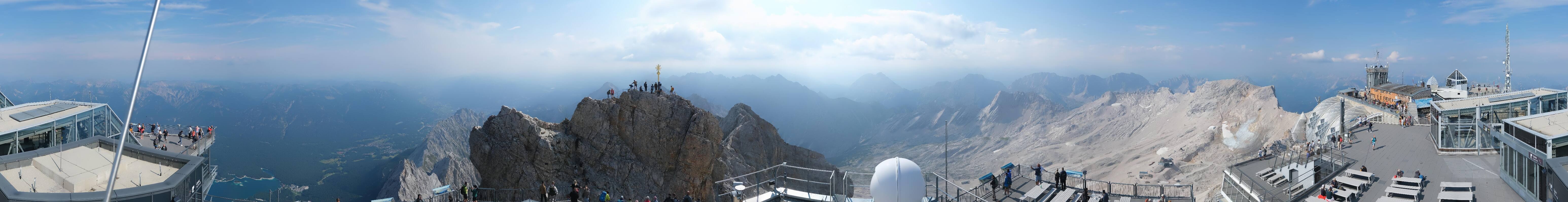 Archiv Foto Webcam Zugspitze: Panoramablick vom Gipfel