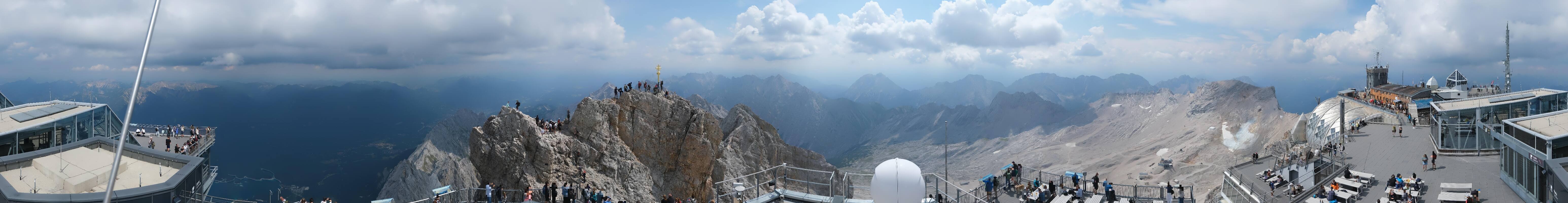 Archiv Foto Webcam Zugspitze: Panoramablick vom Gipfel