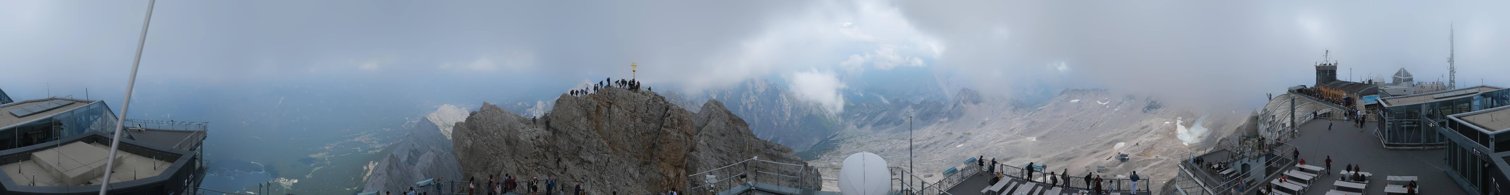Archiv Foto Webcam Zugspitze: Panoramablick vom Gipfel