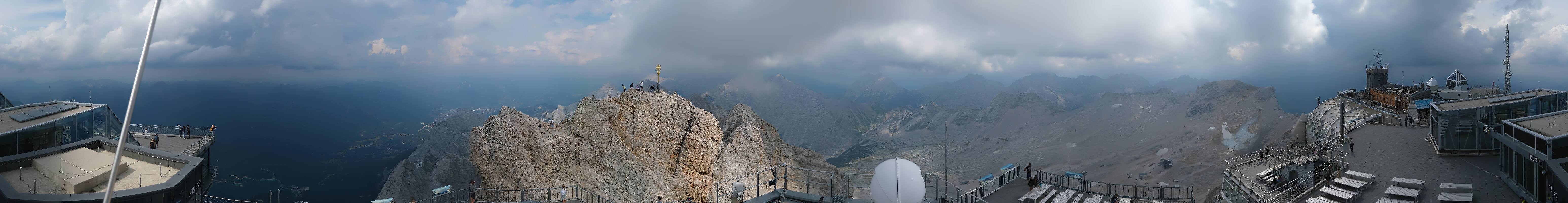 Archiv Foto Webcam Zugspitze: Panoramablick vom Gipfel