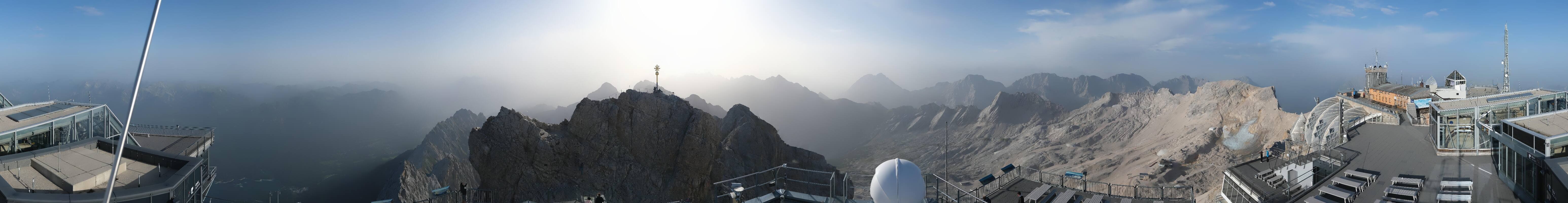 Archiv Foto Webcam Zugspitze: Panoramablick vom Gipfel