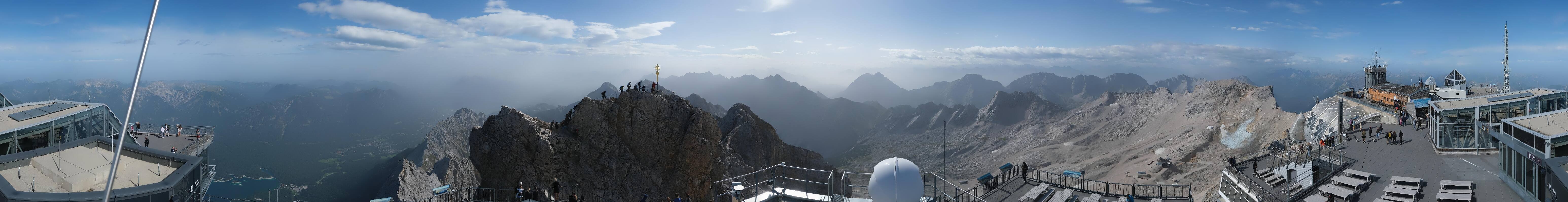 Archiv Foto Webcam Zugspitze: Panoramablick vom Gipfel