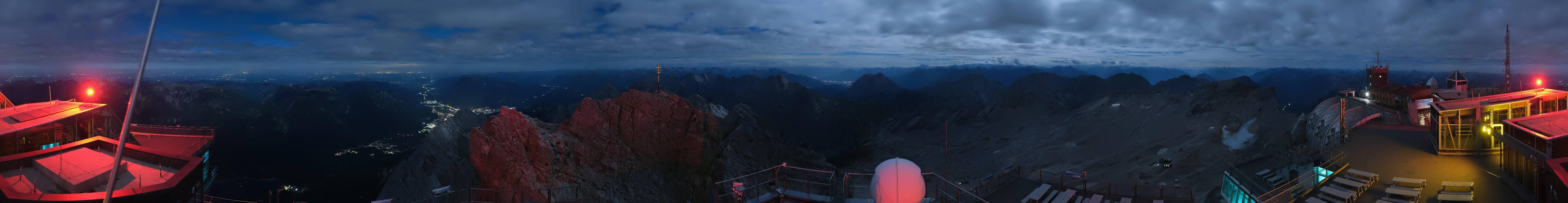 Archiv Foto Webcam Zugspitze: Panoramablick vom Gipfel