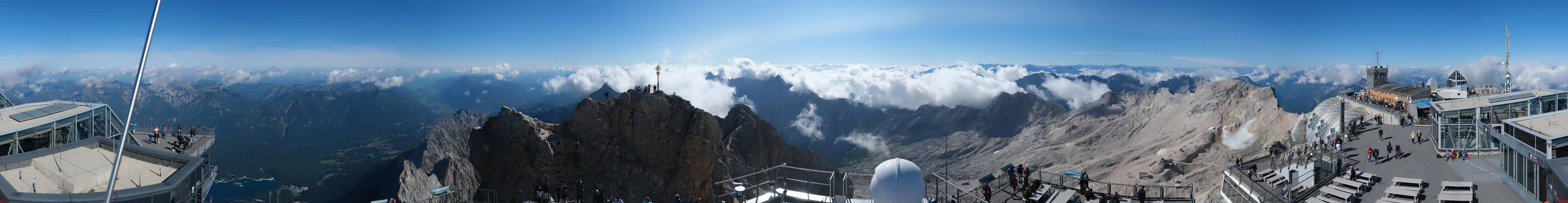 Archiv Foto Webcam Zugspitze: Panoramablick vom Gipfel