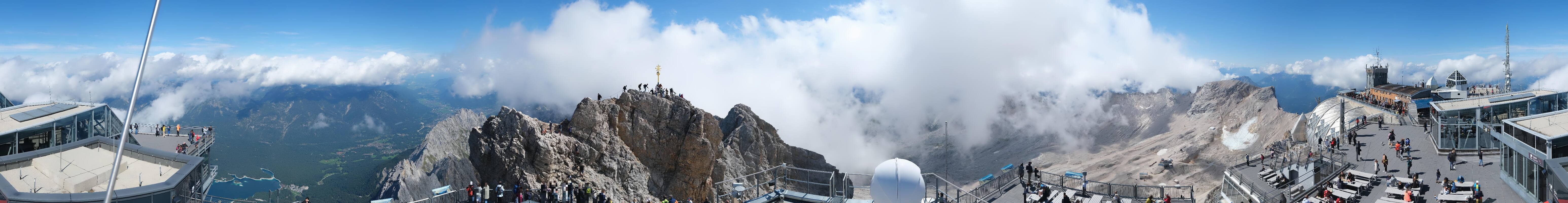 Archiv Foto Webcam Zugspitze: Panoramablick vom Gipfel