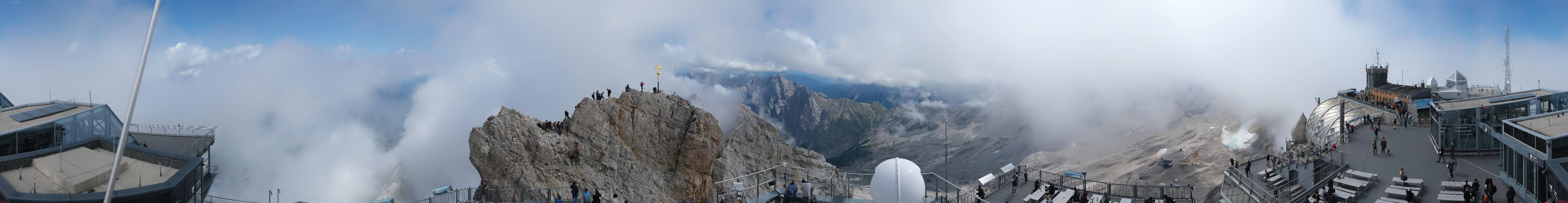 Archiv Foto Webcam Zugspitze: Panoramablick vom Gipfel