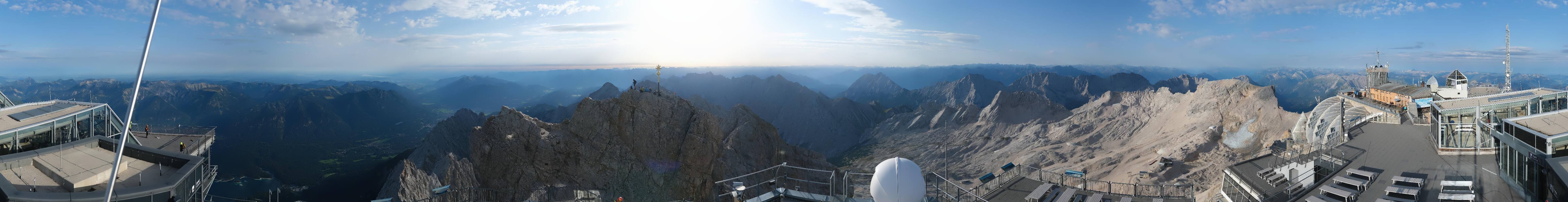 Archiv Foto Webcam Zugspitze: Panoramablick vom Gipfel
