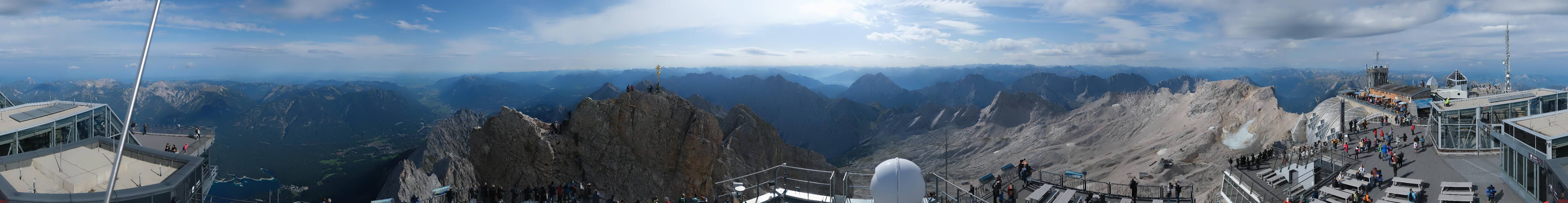 Archiv Foto Webcam Zugspitze: Panoramablick vom Gipfel
