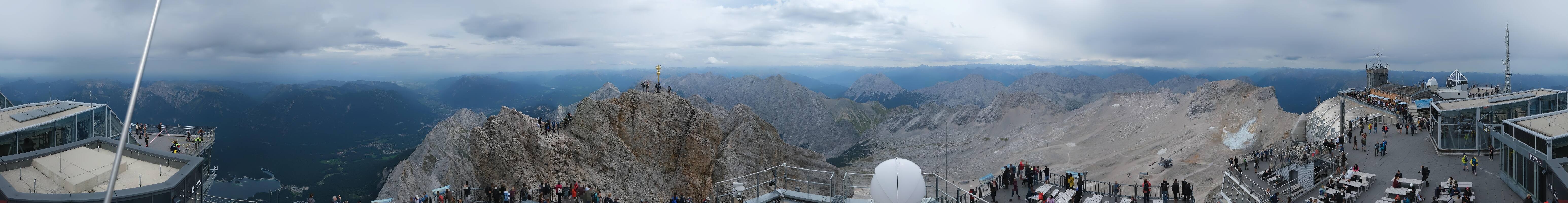 Archiv Foto Webcam Zugspitze: Panoramablick vom Gipfel