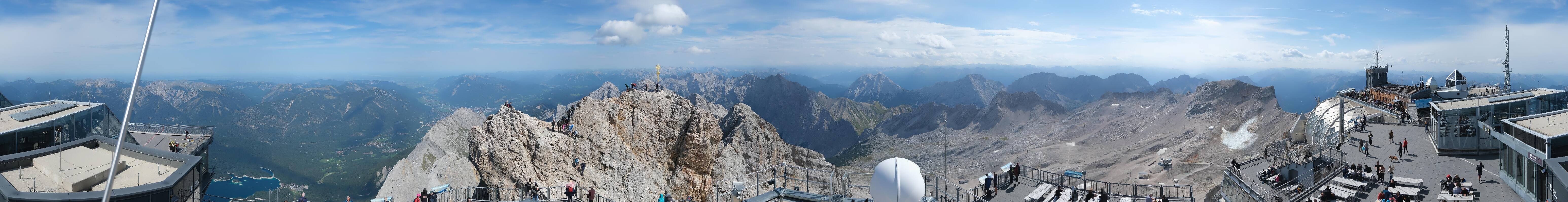 Archiv Foto Webcam Zugspitze: Panoramablick vom Gipfel