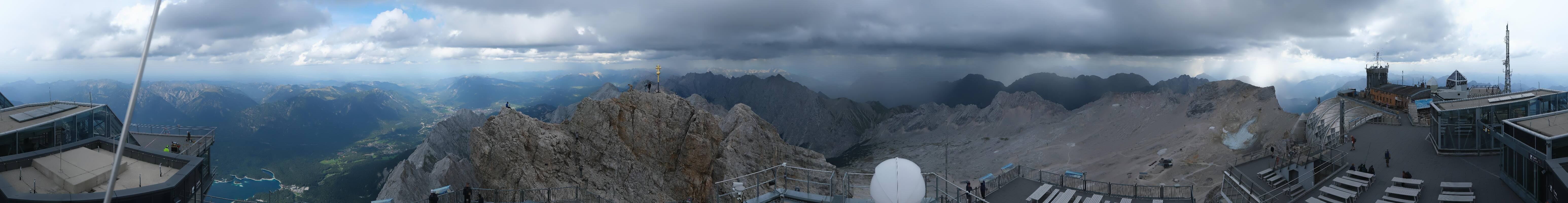 Archiv Foto Webcam Zugspitze: Panoramablick vom Gipfel