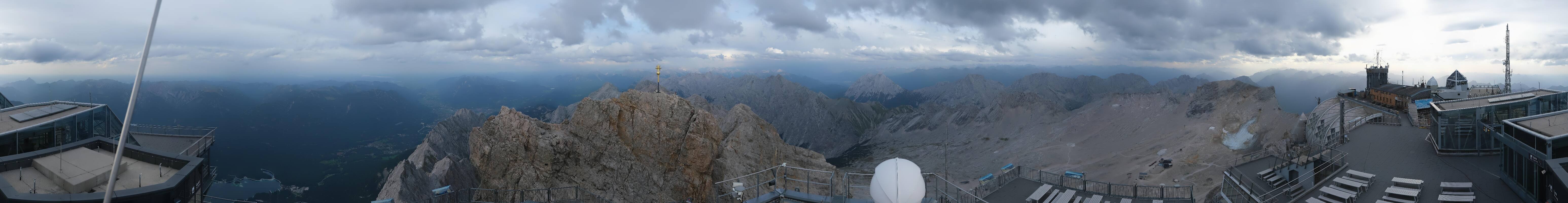 Archiv Foto Webcam Zugspitze: Panoramablick vom Gipfel
