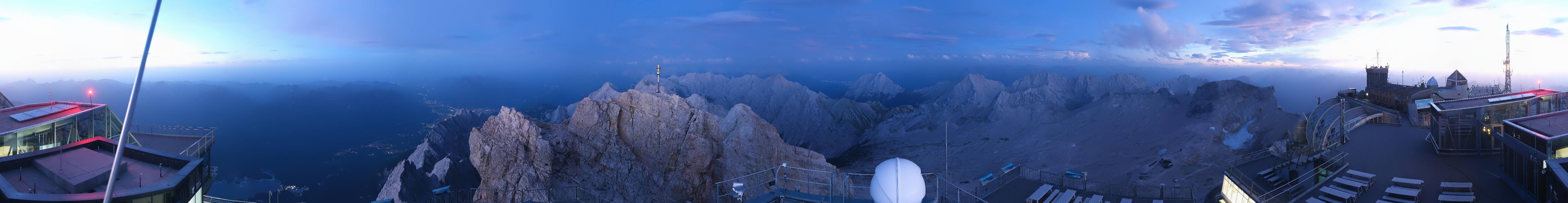 Archiv Foto Webcam Zugspitze: Panoramablick vom Gipfel