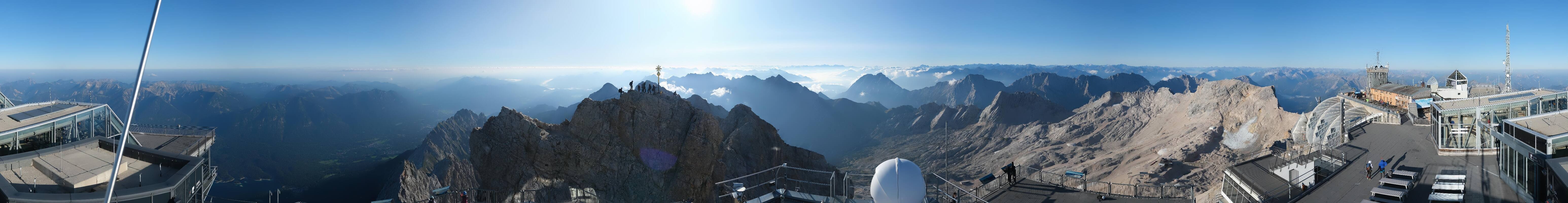 Archiv Foto Webcam Zugspitze: Panoramablick vom Gipfel
