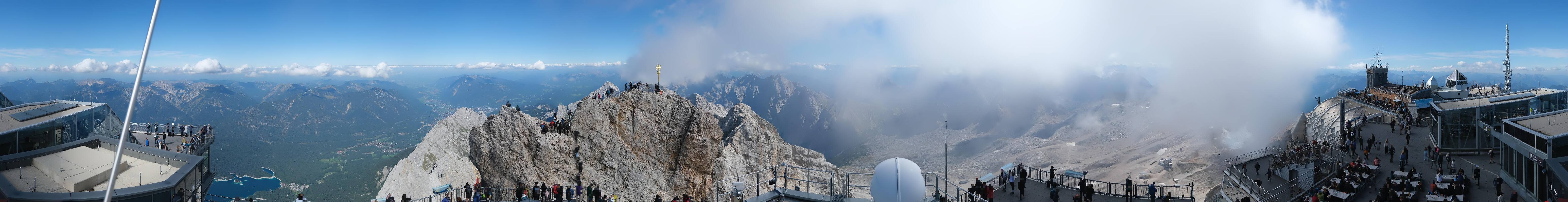 Archiv Foto Webcam Zugspitze: Panoramablick vom Gipfel