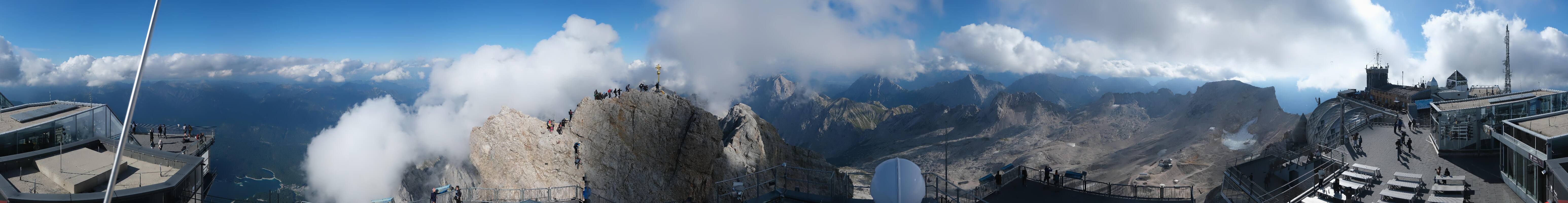 Archiv Foto Webcam Zugspitze: Panoramablick vom Gipfel