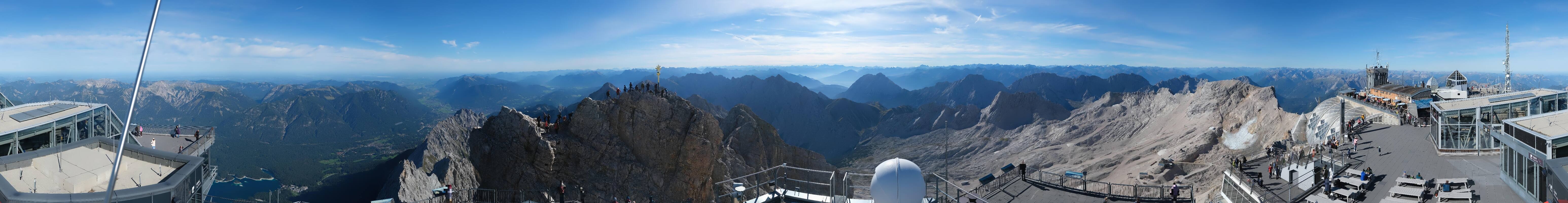 Archiv Foto Webcam Zugspitze: Panoramablick vom Gipfel