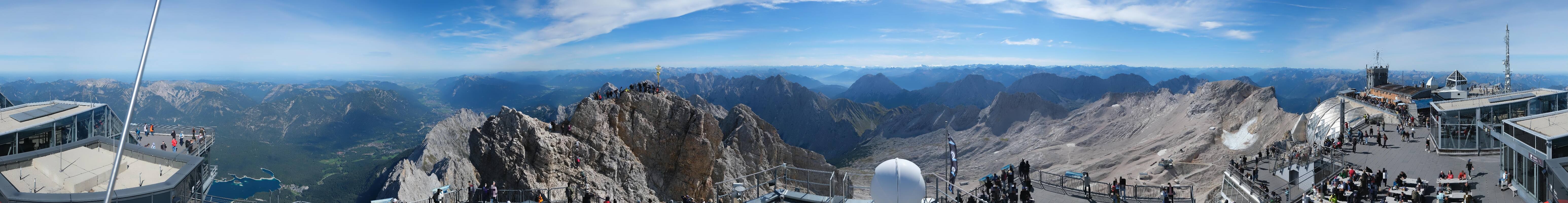 Archiv Foto Webcam Zugspitze: Panoramablick vom Gipfel