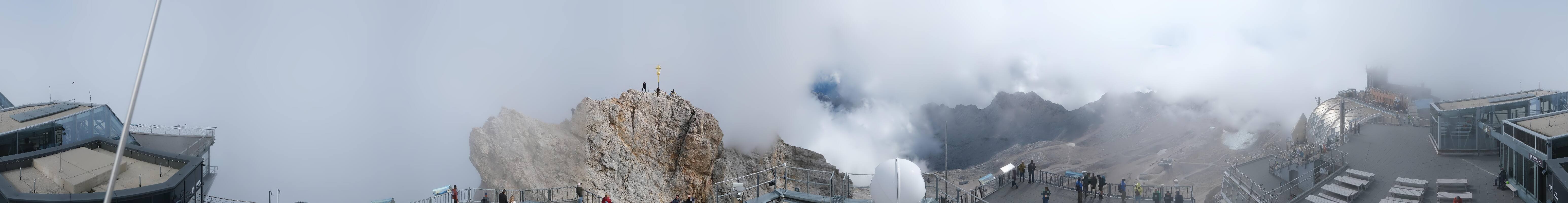 Archiv Foto Webcam Zugspitze: Panoramablick vom Gipfel