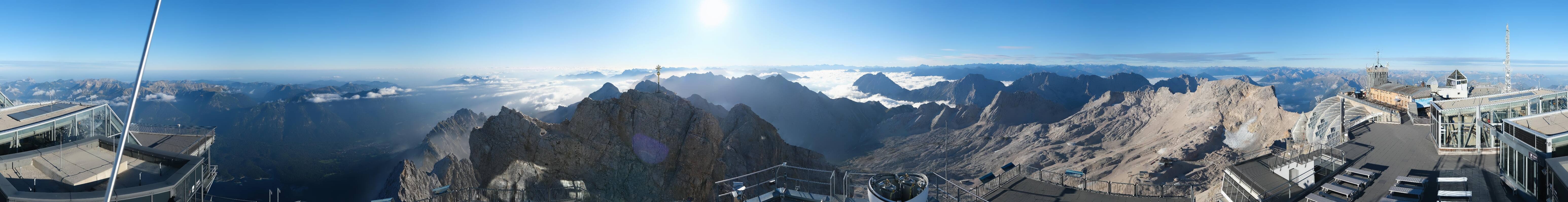 Archiv Foto Webcam Zugspitze: Panoramablick vom Gipfel