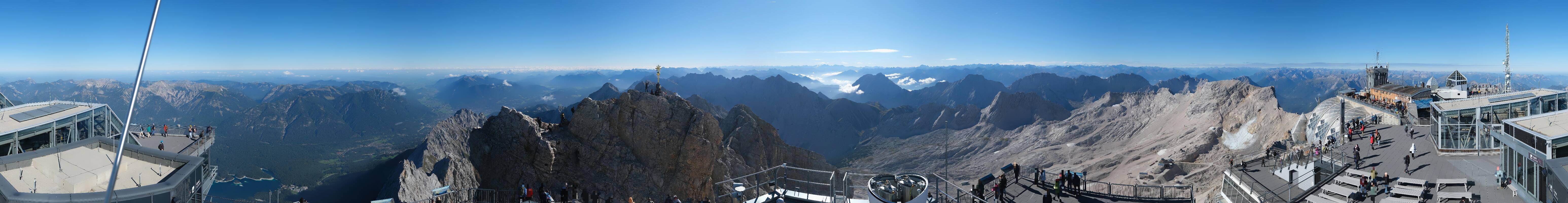 Archiv Foto Webcam Zugspitze: Panoramablick vom Gipfel