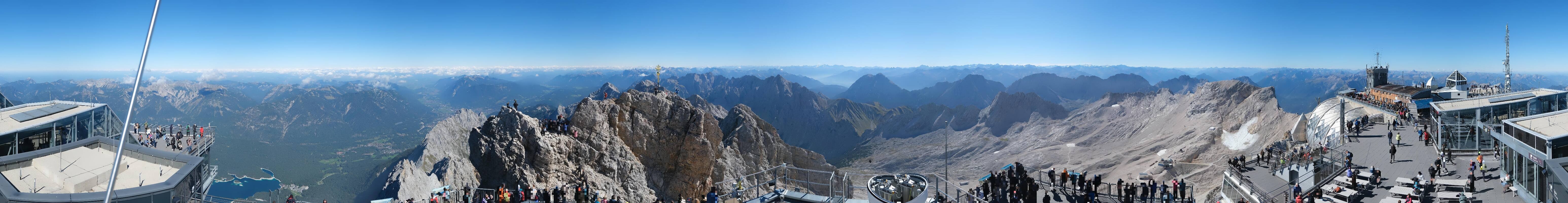 Archiv Foto Webcam Zugspitze: Panoramablick vom Gipfel