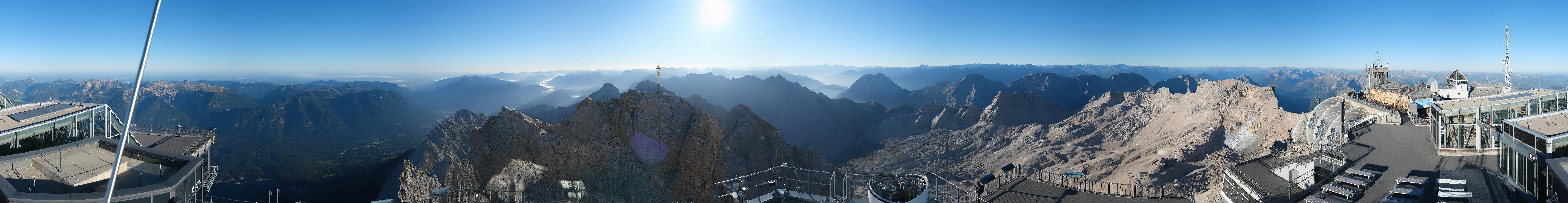 Archiv Foto Webcam Zugspitze: Panoramablick vom Gipfel