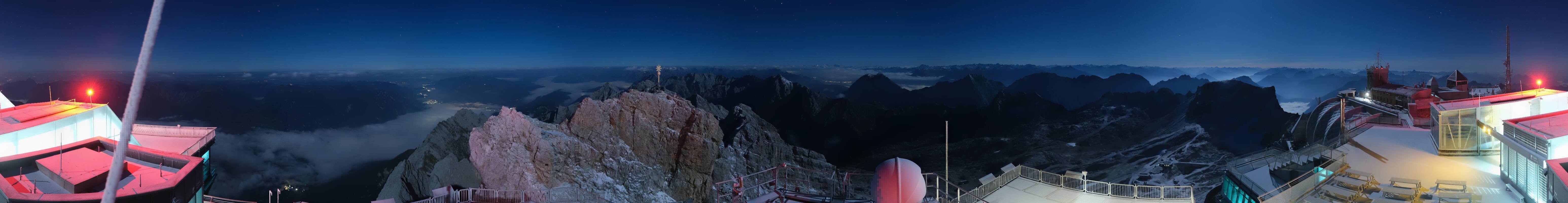 Archiv Foto Webcam Zugspitze: Panoramablick vom Gipfel