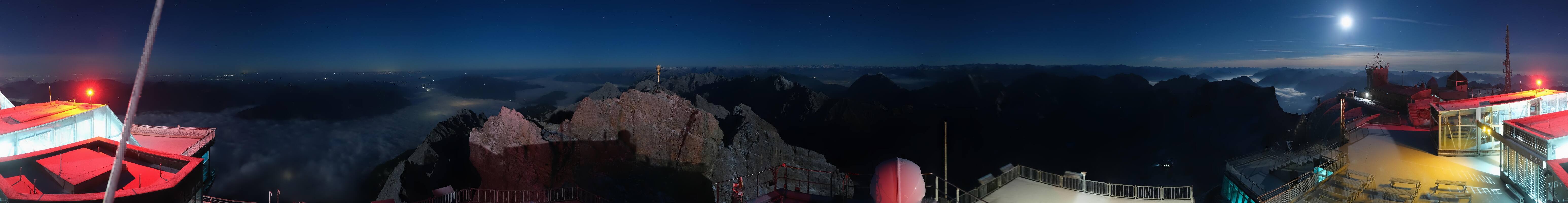Archiv Foto Webcam Zugspitze: Panoramablick vom Gipfel