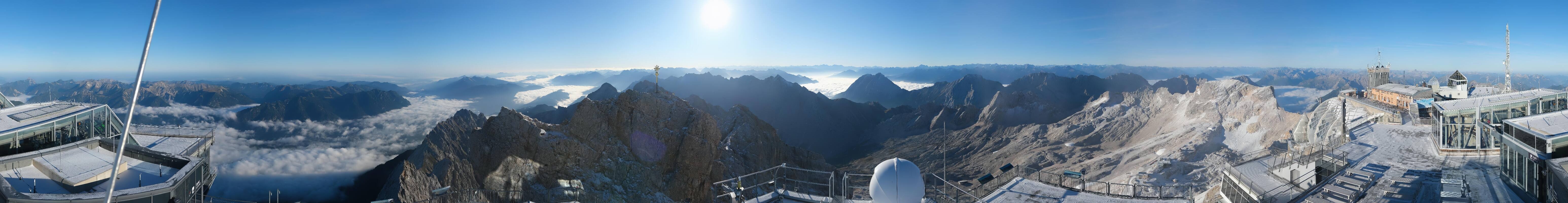 Archiv Foto Webcam Zugspitze: Panoramablick vom Gipfel