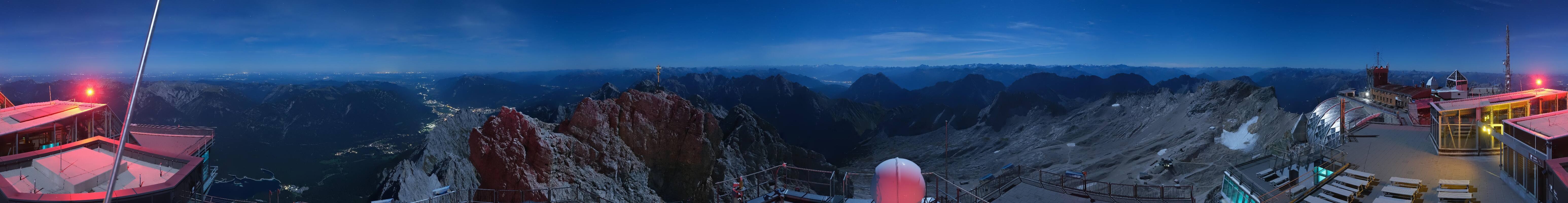 Archiv Foto Webcam Zugspitze: Panoramablick vom Gipfel