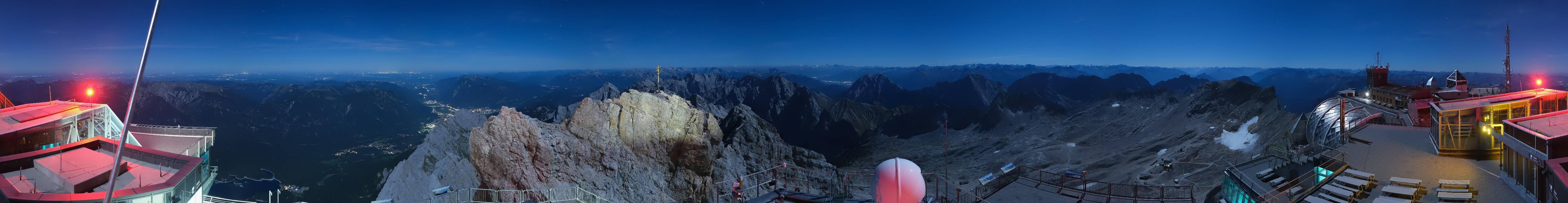 Archiv Foto Webcam Zugspitze: Panoramablick vom Gipfel