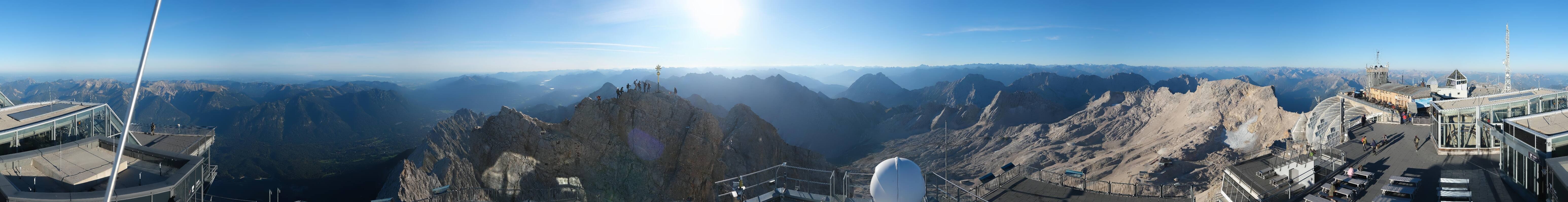 Archiv Foto Webcam Zugspitze: Panoramablick vom Gipfel