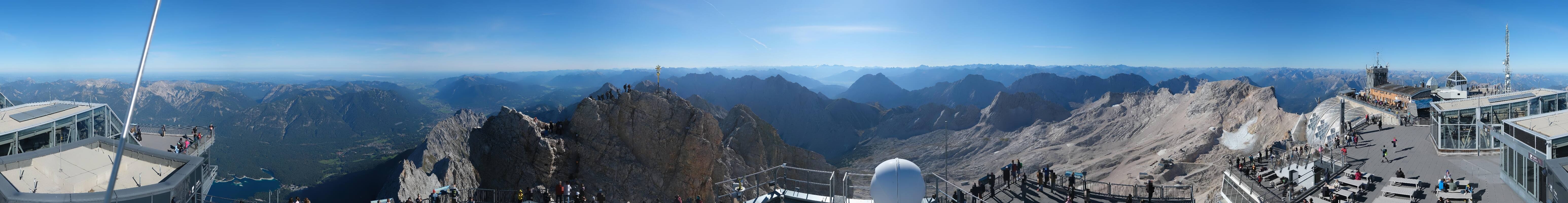 Archiv Foto Webcam Zugspitze: Panoramablick vom Gipfel